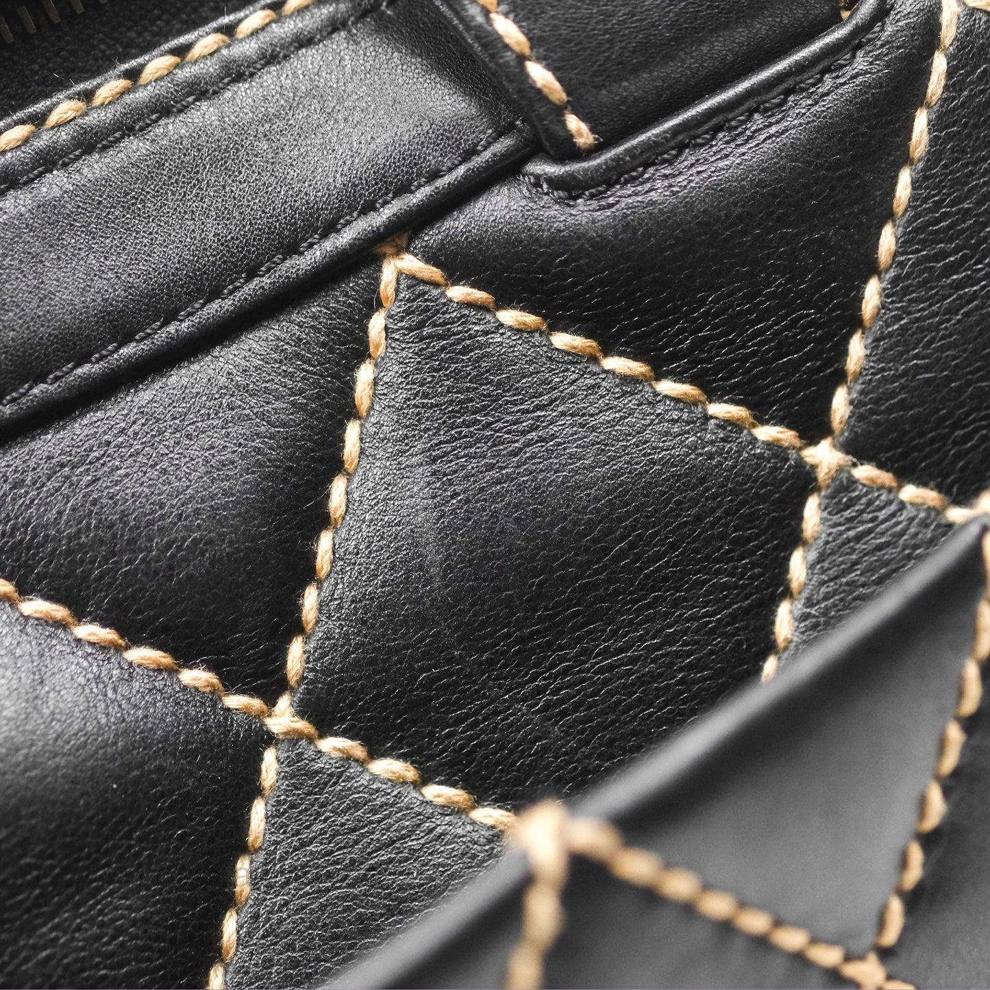 Chanel Vintage Wild Stitch Tote Bag Lambskin Black
