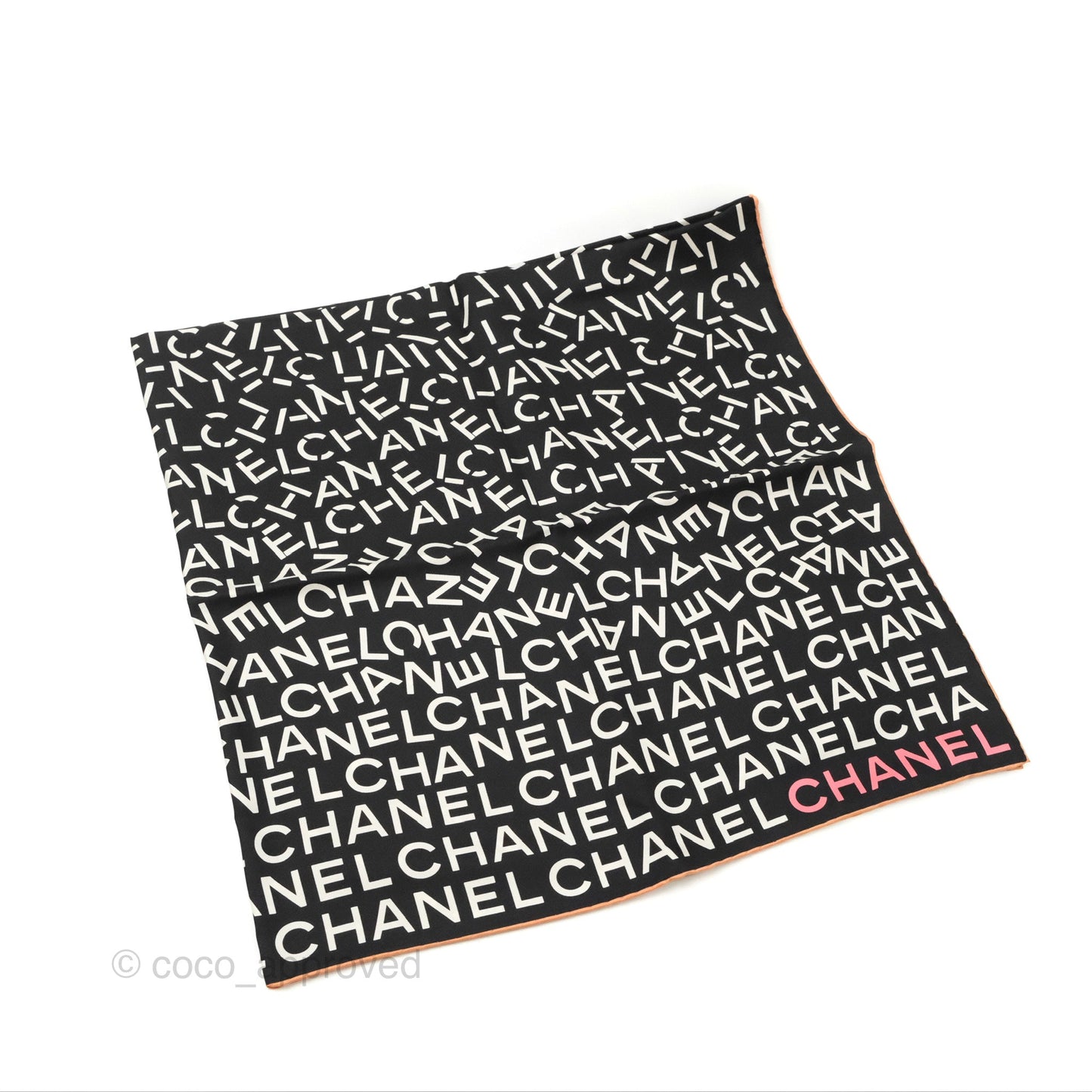 Chanel CC Silk Square Scarf 90 Black/White