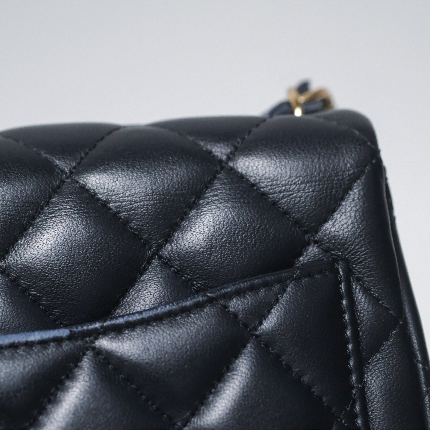 Chanel Mini Square Flap Quilted Navy Lambskin Gold Hardware