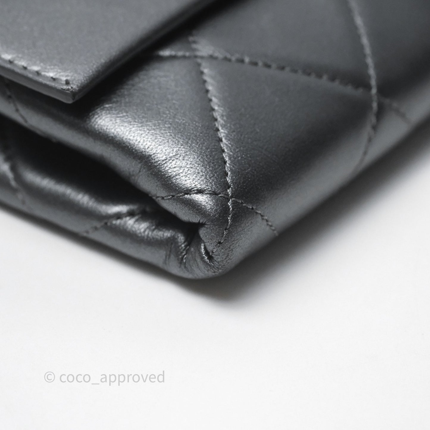 Chanel Clutch with Chain Metallic Dark Grey Silver Hardware