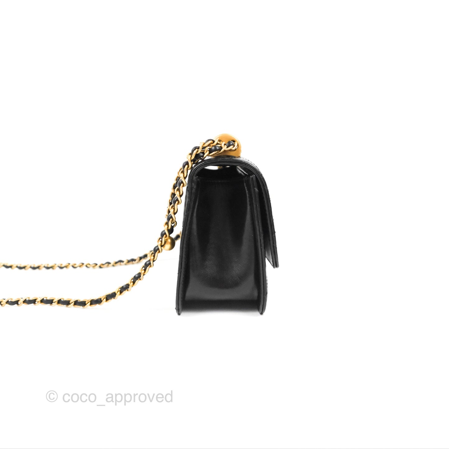 Chanel Quilted Mini Perfect Fit Adjustable Black Calfskin Aged Gold Hardware