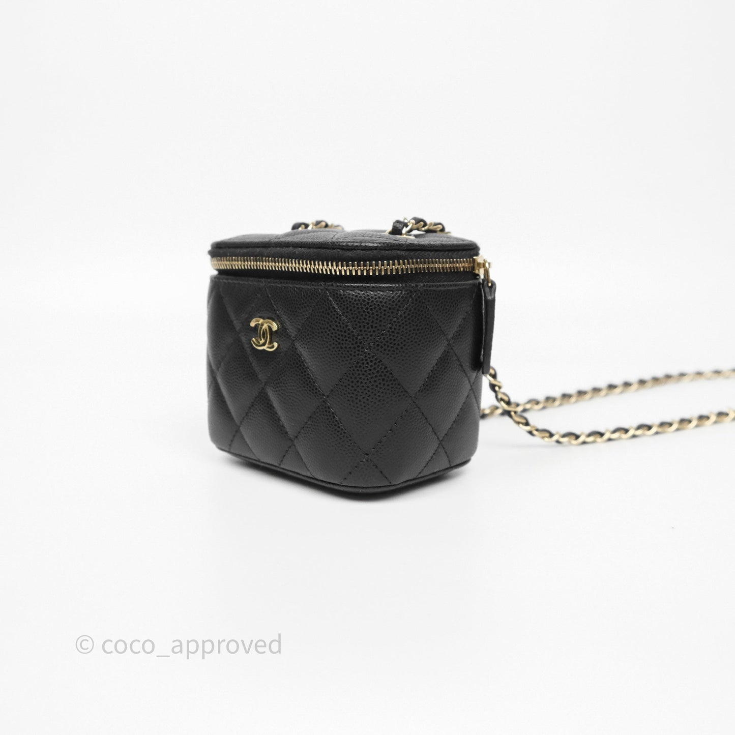 Chanel Mini Vanity With Chain Black Caviar Gold Hardware