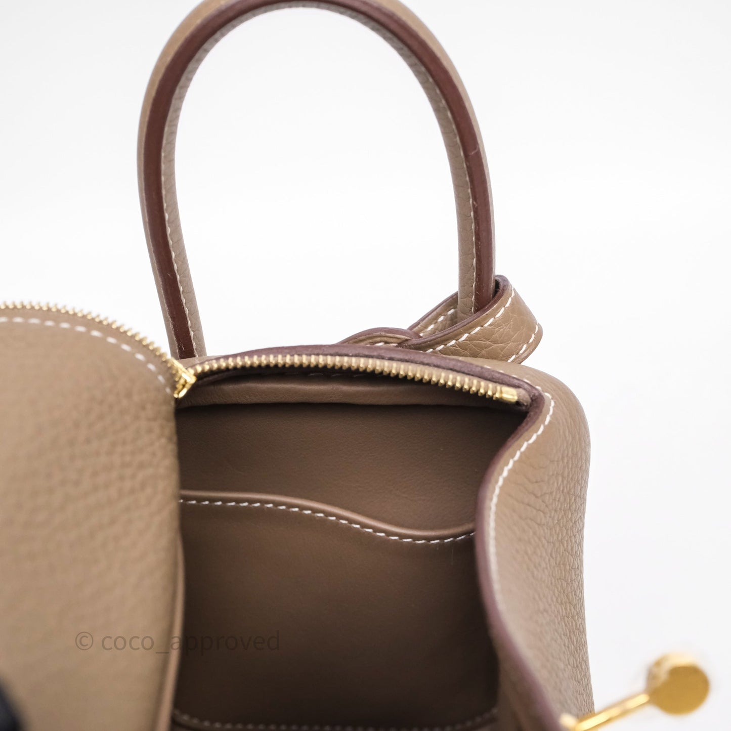Hermès Mini Lindy 20 Etoupe 18 Clemence Gold Hardware