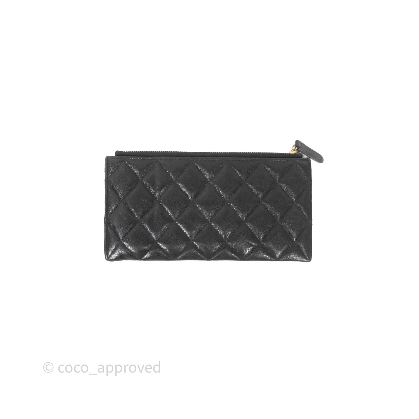 Chanel Boy Zip Long Wallet Black Caviar Gold Hardware
