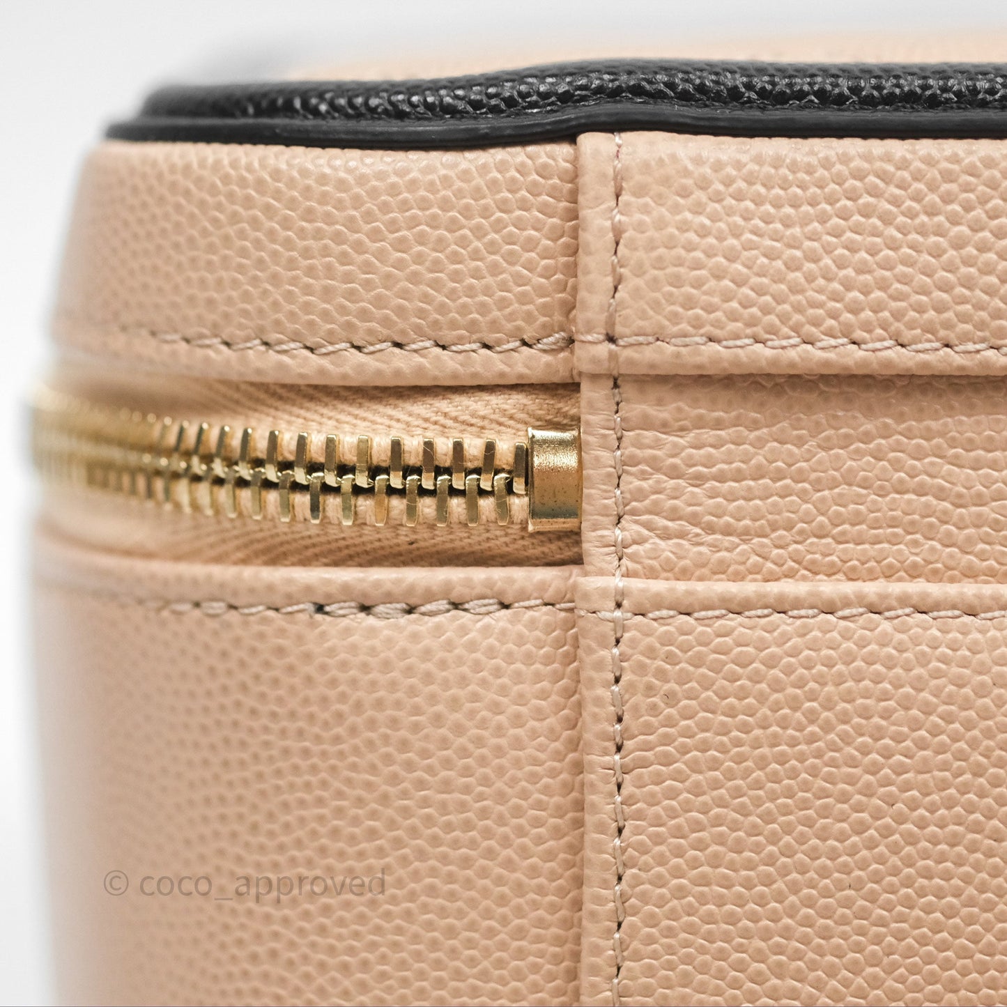 Chanel Quilted Large CC Filigree Vanity Case Beige Black Caviar
