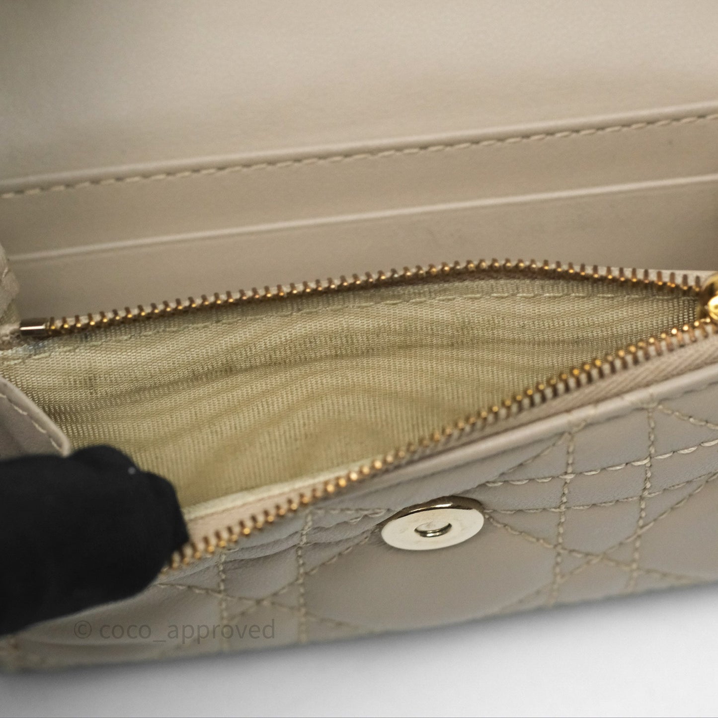 Christian Dior My Dior Glycine Wallet Powder Beige Cannage Lambskin