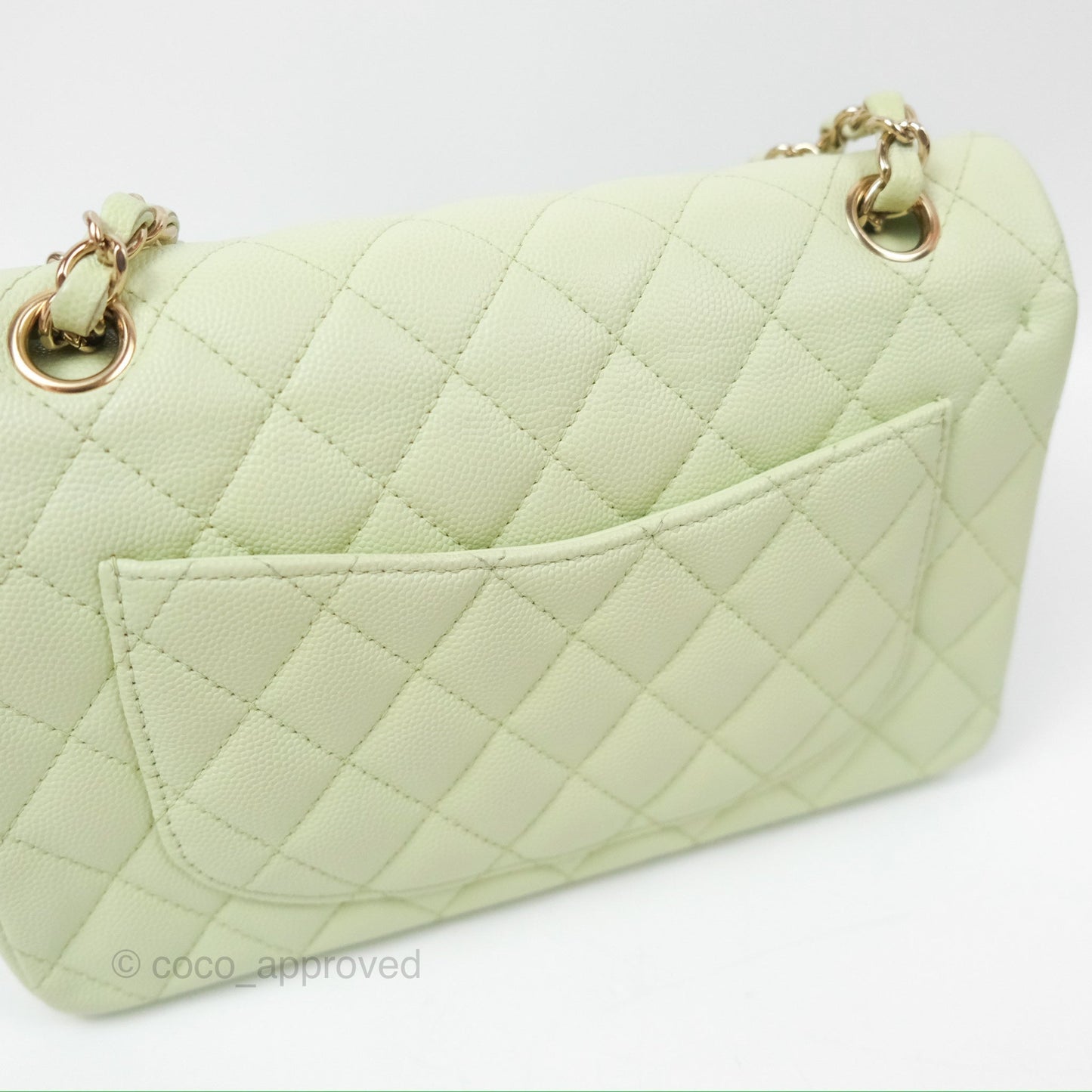 Chanel Small Quilted Classic Flap Mint Green Caviar Gold Hardware 22C
