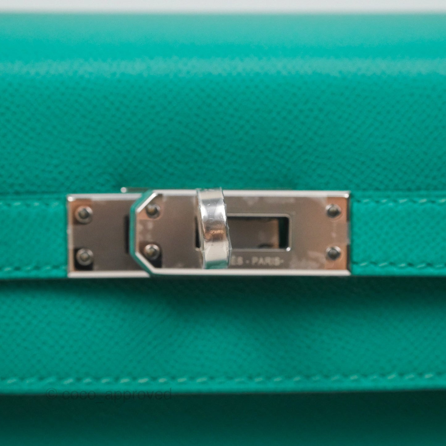 Hermès Sellier Kelly 25 Madame Leather Vert Verone U1/ Bleu De Prusse 7P Palladium Hardware