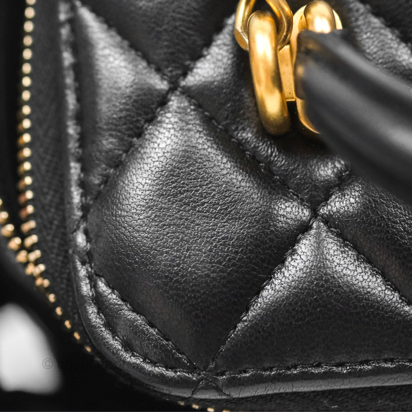 Chanel Vanity Rectangular Top Handle Black Lambskin Aged Gold Hardware