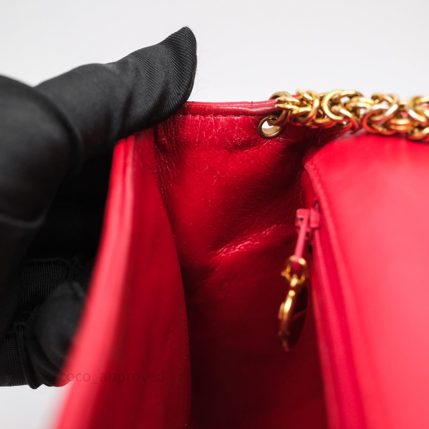 Chanel Vintage Quilted Flap Bag Red Lambskin Gold Hardware