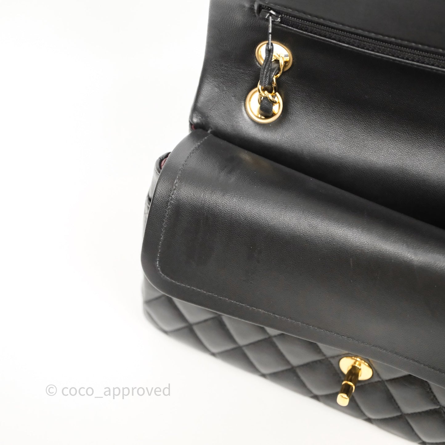 Chanel Classic M/L Medium Flap Quilted Black Lambskin Gold Hardware