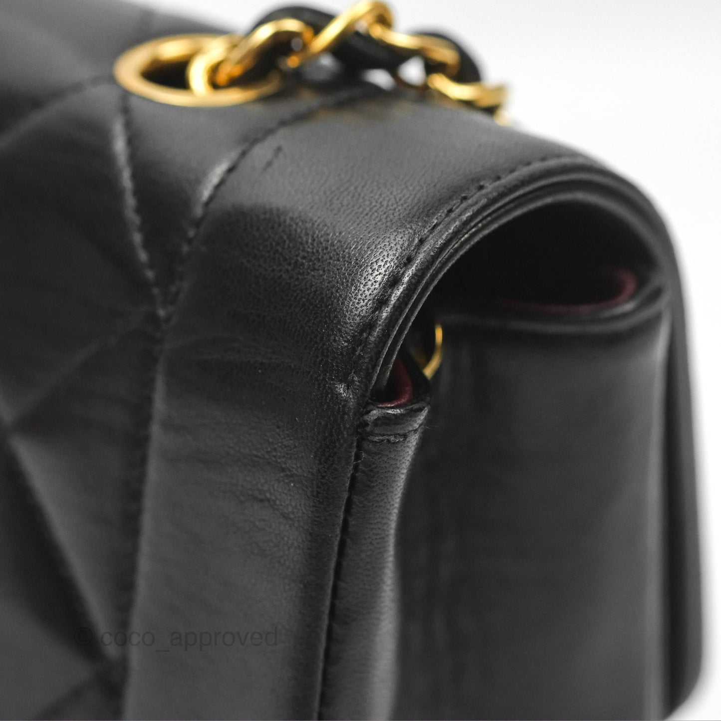 Chanel Vintage Small Quilted Classic Diana Flap Bag Black Lambskin 24K Gold Hardware