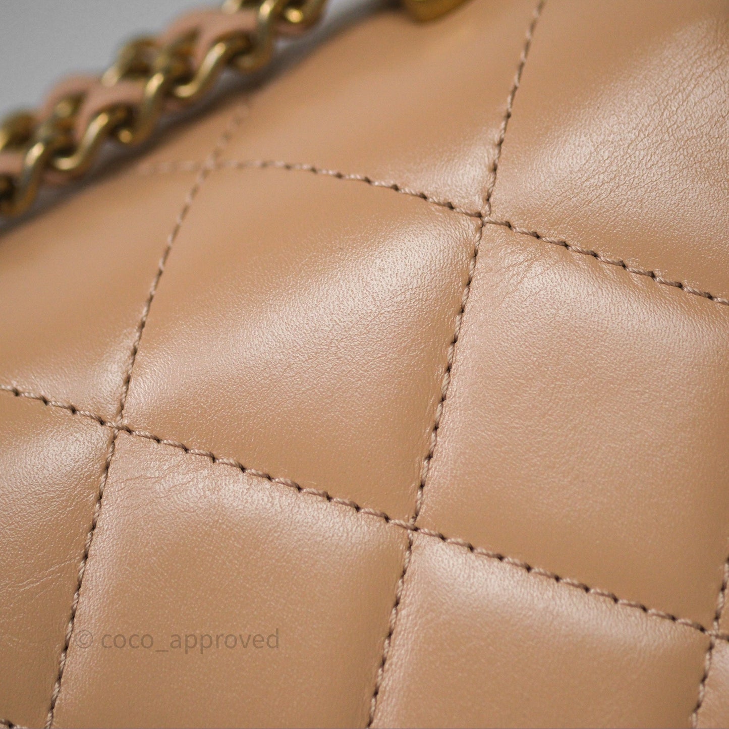Chanel Quilted Mini Perfect Fit Adjustable Beige Calfskin Gold Hardware