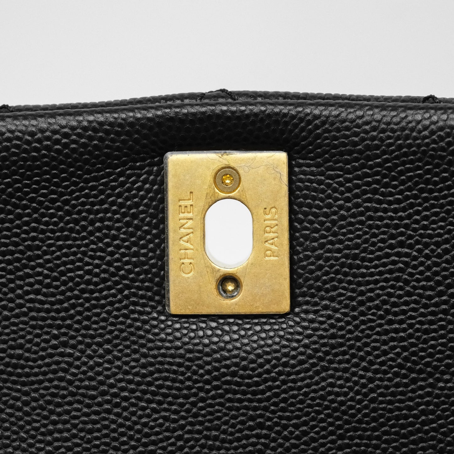 Chanel Small Coco Handle Quilted Black Caviar Aged Gold Hardware Lizard Handle