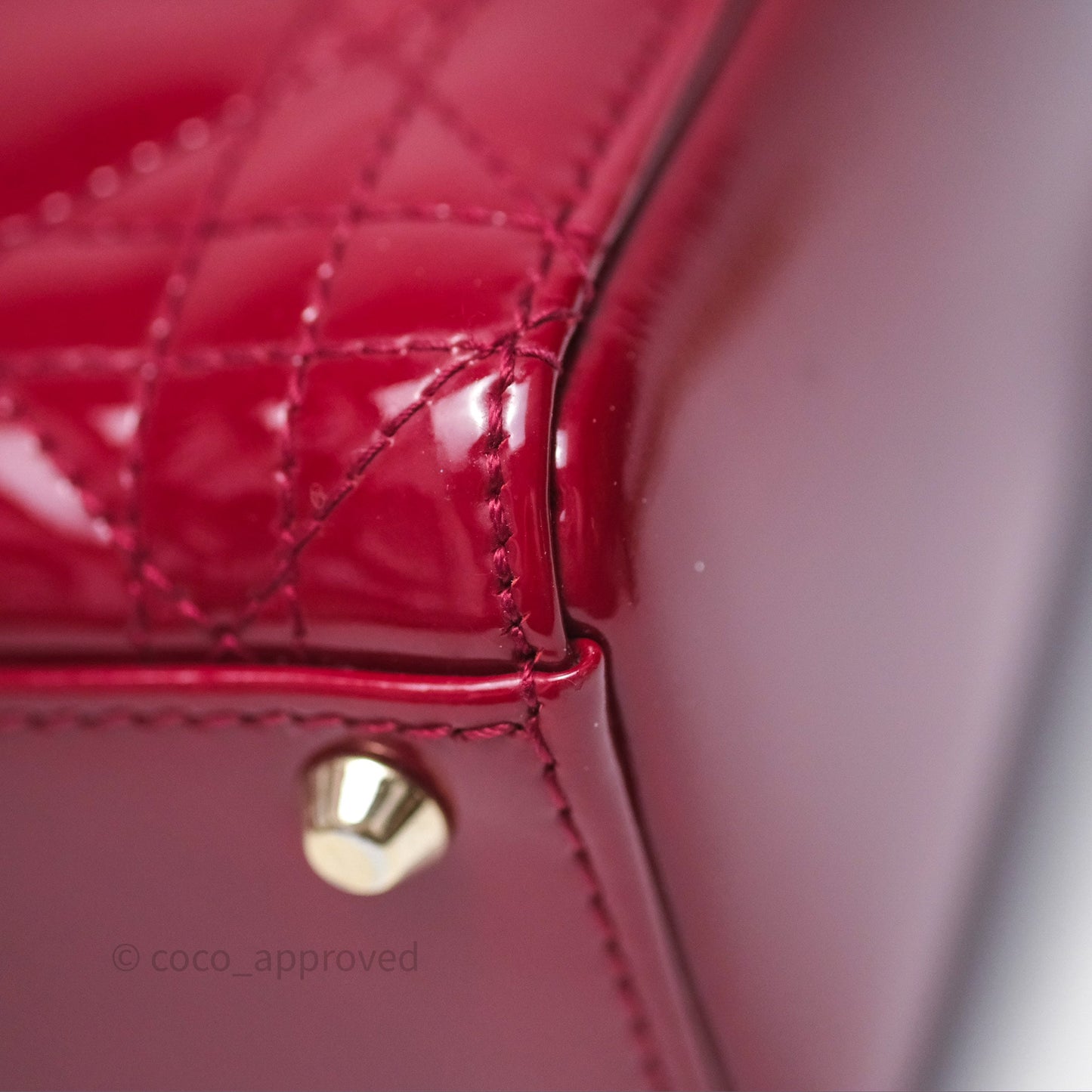 Christian Dior Mini Lady Dior Red Patent Cannage Gold Hardware