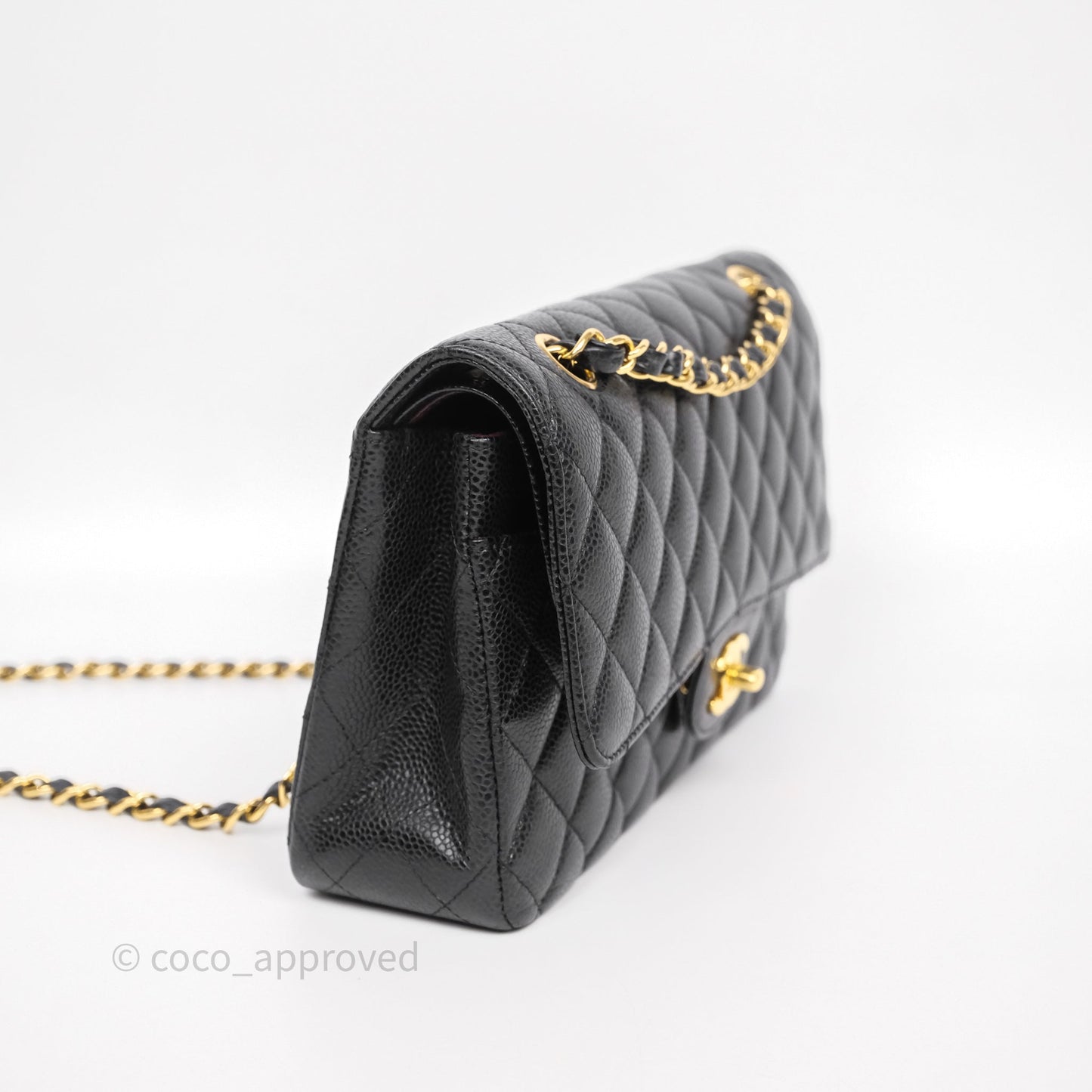 Chanel Classic M/L Medium Flap Quilted Black Caviar Gold Hardware