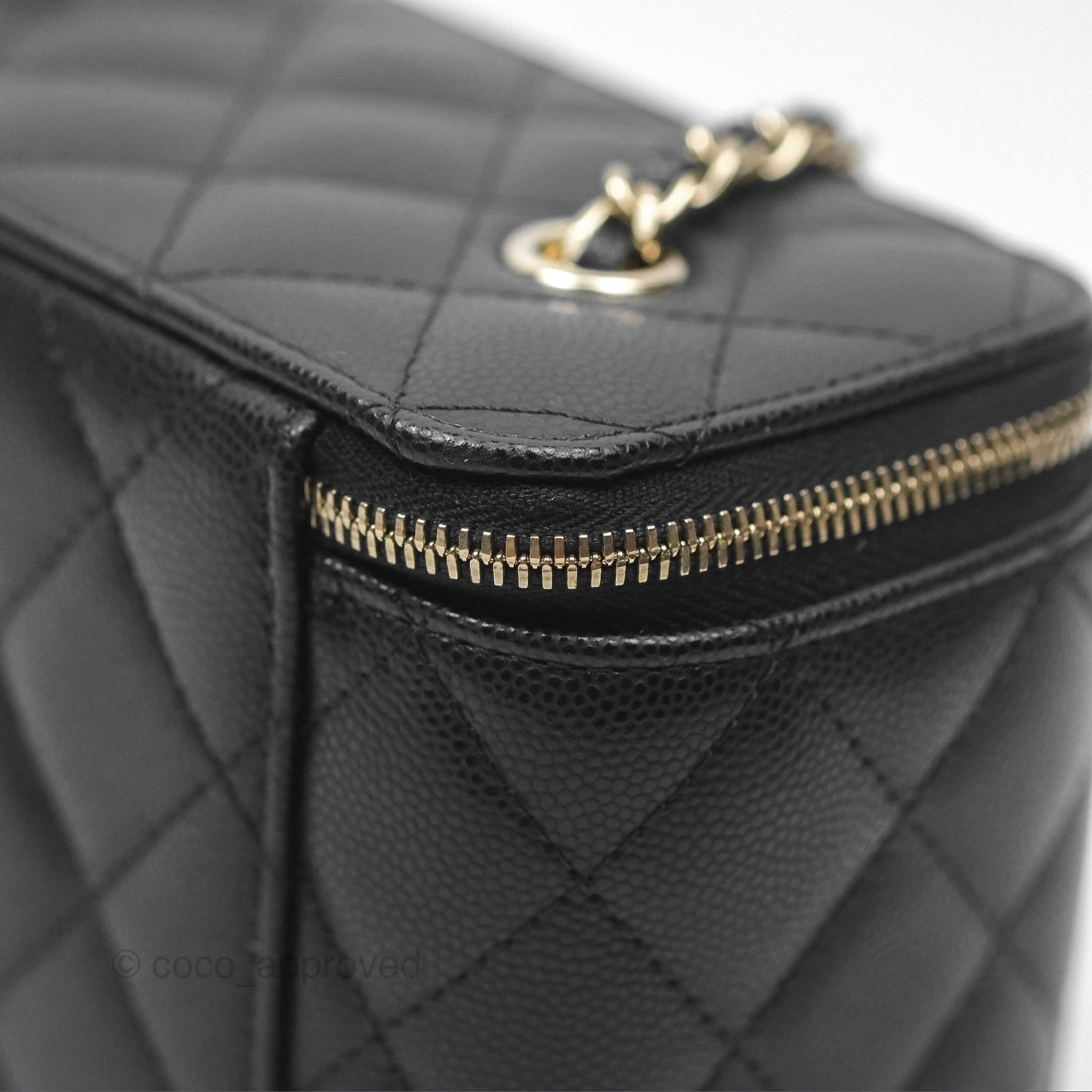 Chanel Vanity Rectangular With Chain Black Caviar Gold Hardware