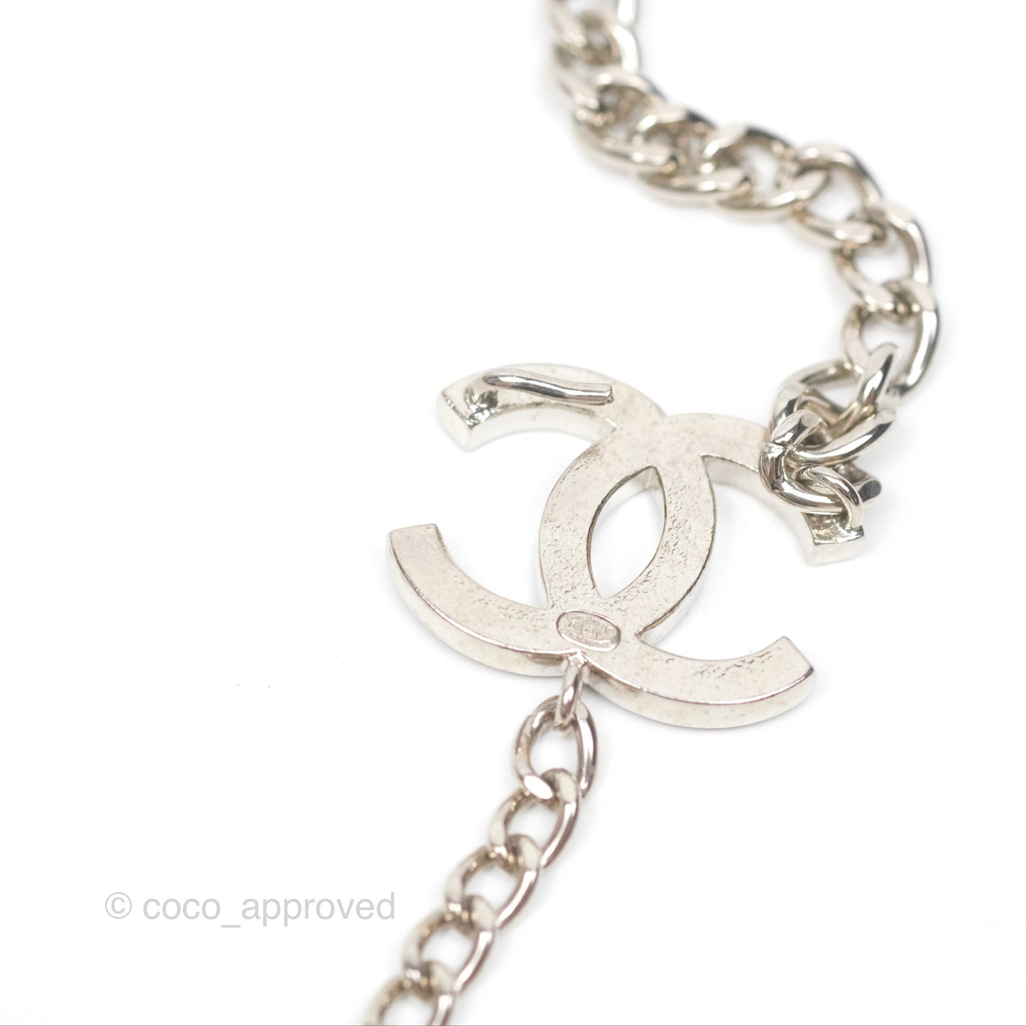 Chanel Black CC Chain Belt Silver Tone 08V