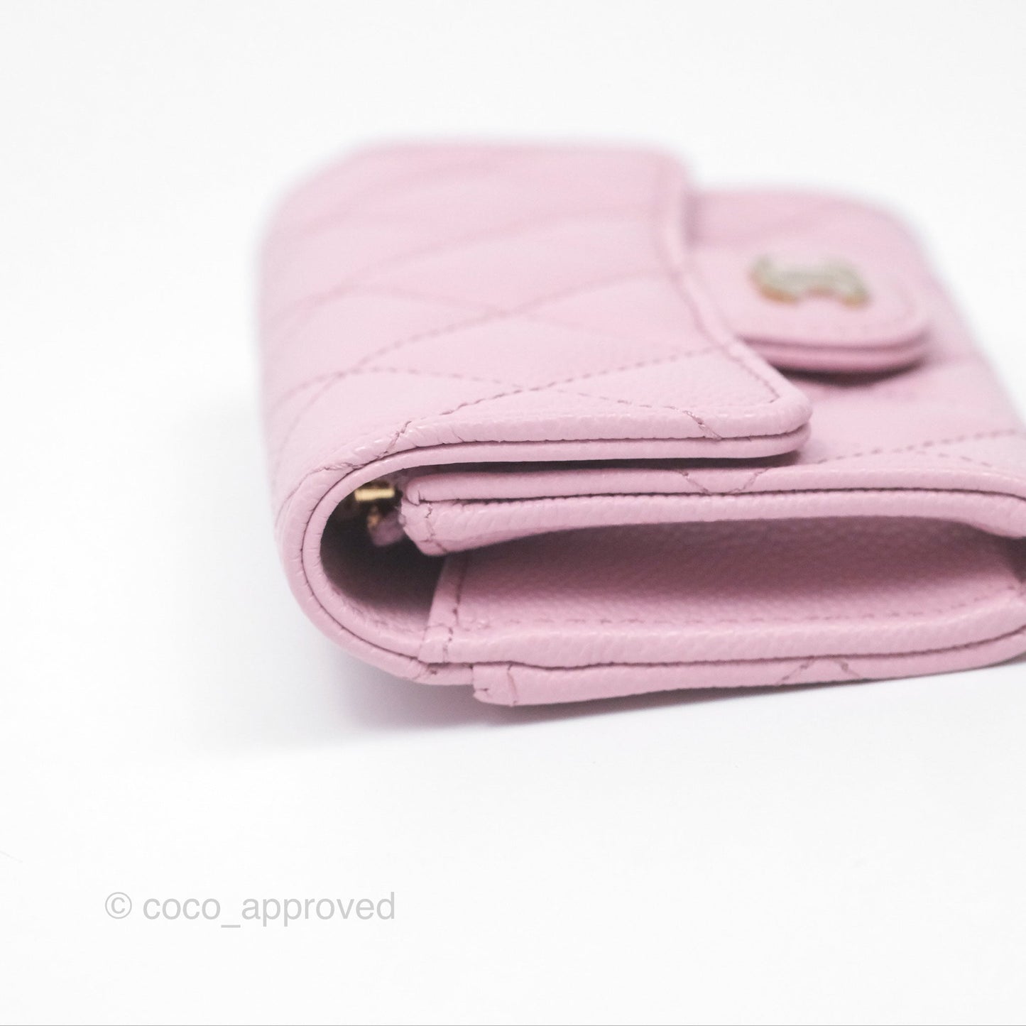 Chanel Quilted Flap Card Holder Caviar Pink Gold Hardware