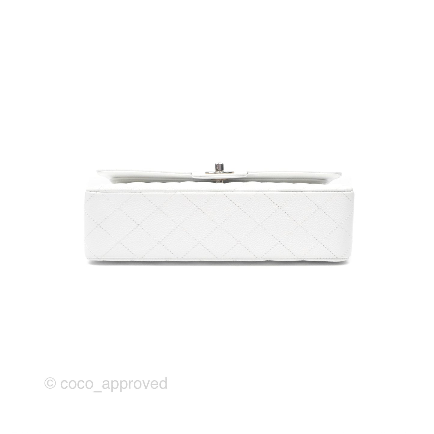 Chanel Classic M/L Medium Flap Quilted White Caviar Silver Hardware