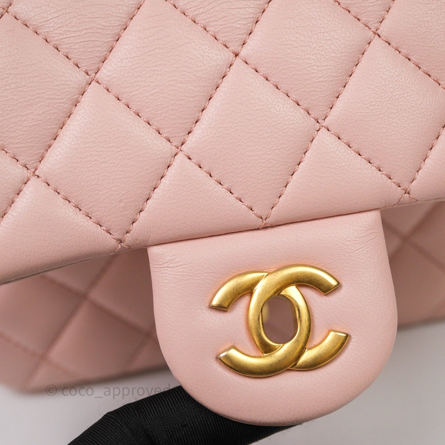 Chanel Pearl Crush Mini Square Quilted Pink Lambskin Aged Gold Hardware