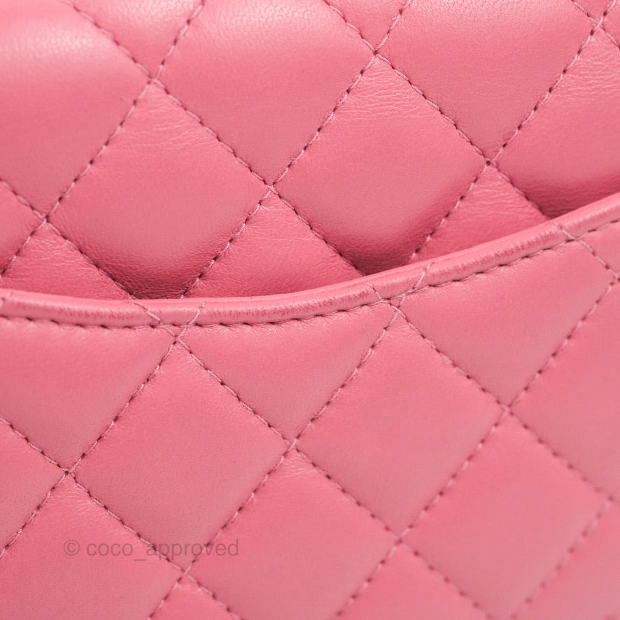 Chanel Mini Square Flap Pink Lambskin Gold Hardware