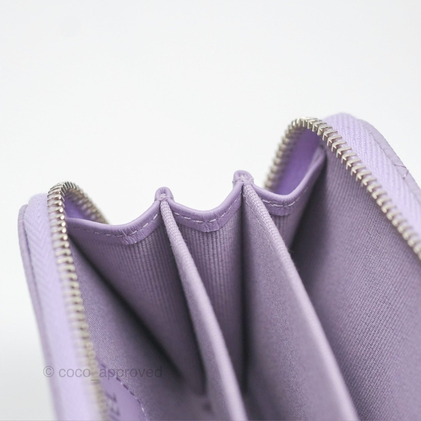 Chanel Classic Zipped Coin Purse Lilac Caviar Silver Hardware