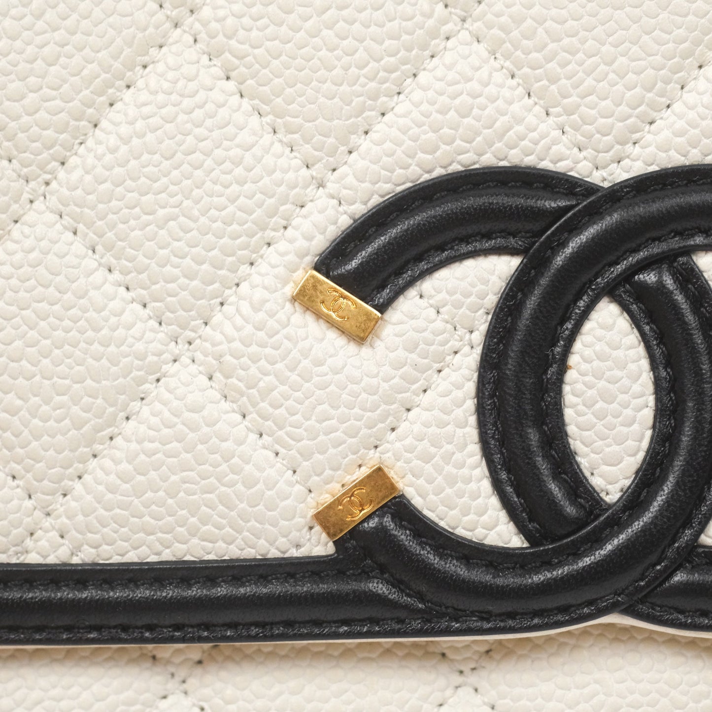 Chanel Small CC Filigree Flap Quilted Ivory Caviar