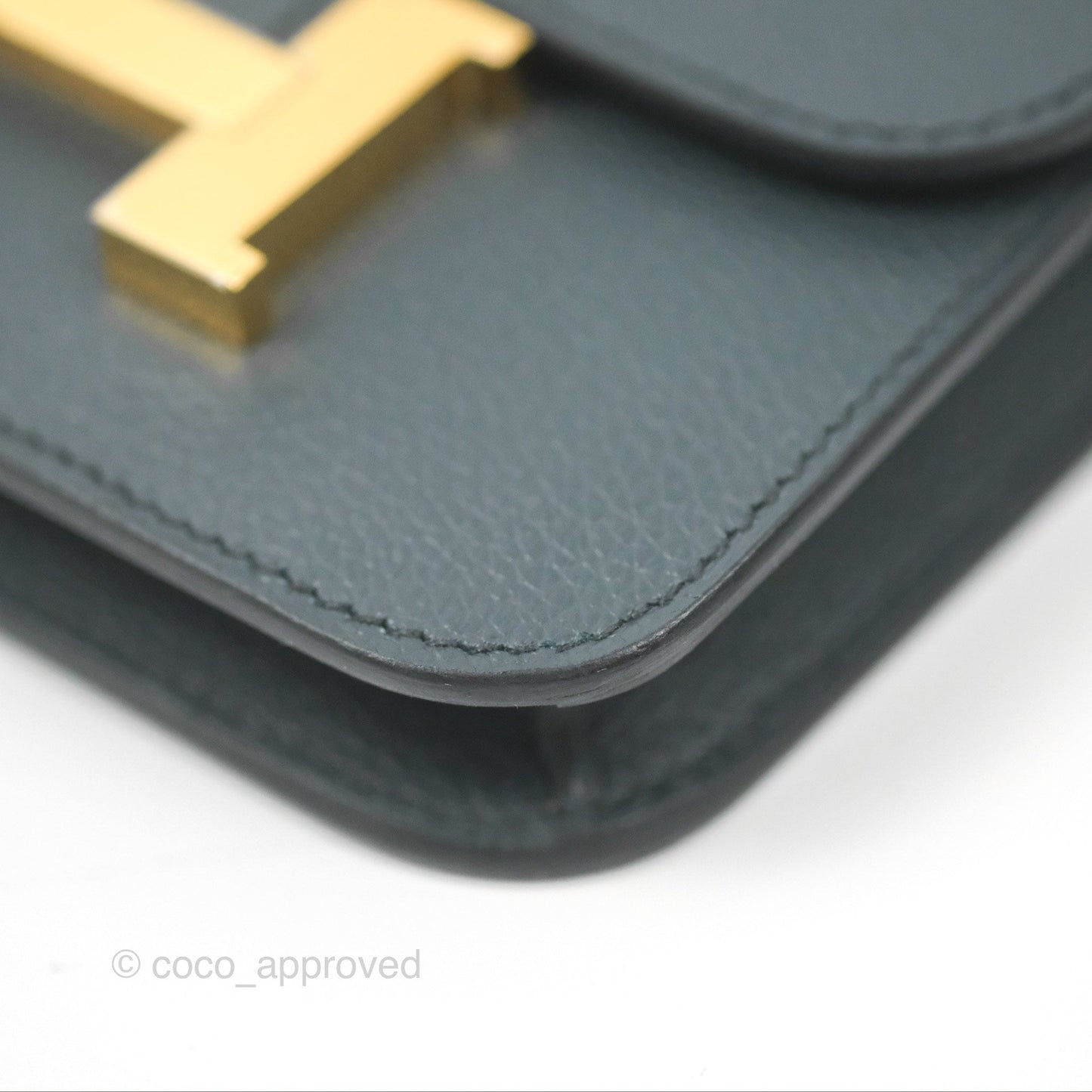 Hermès Constance Slim Wallet Vert Rousseau / Mauve Pale Evercolor Gold Hardware