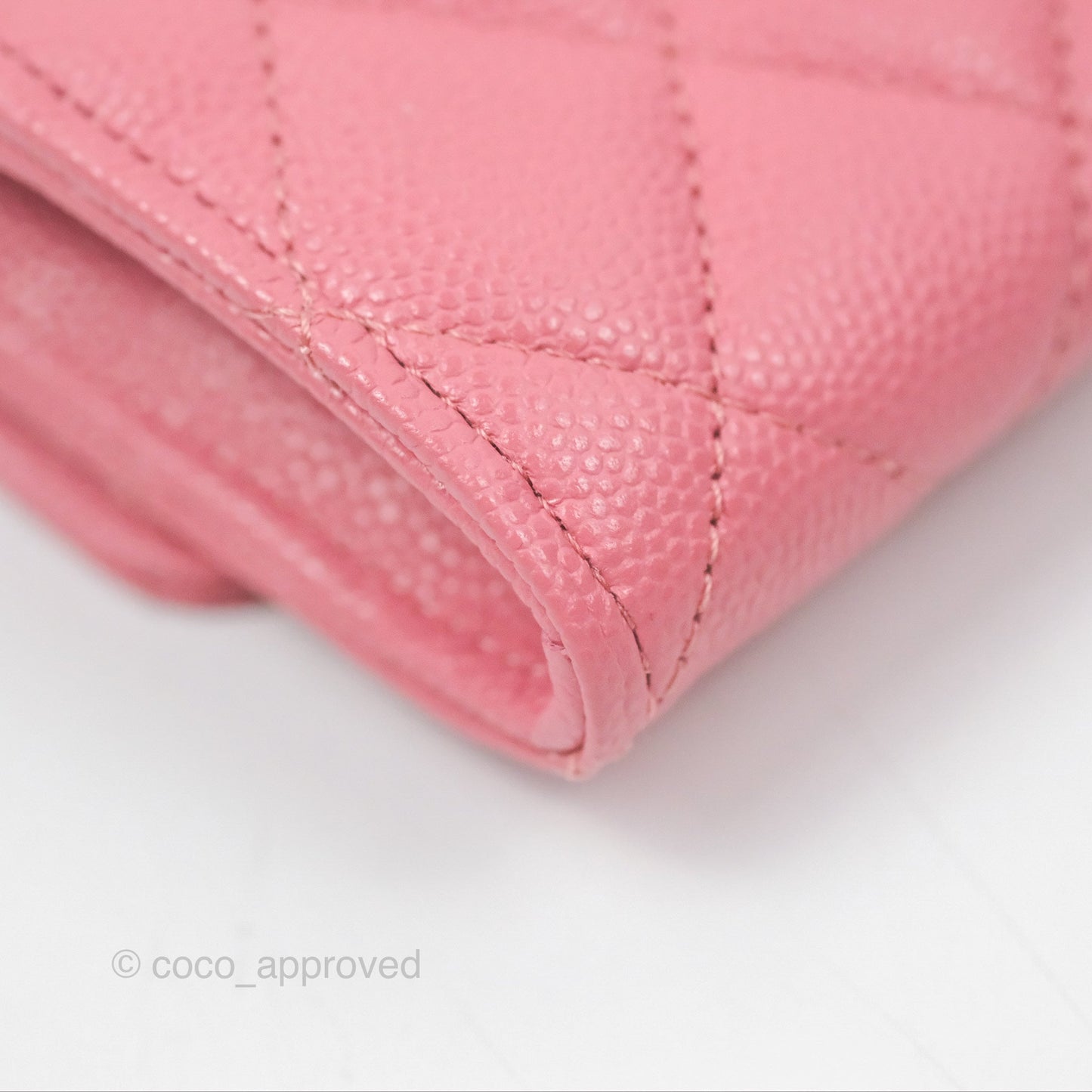 Chanel Quilted Flap Card Holder Pink Caviar Gold Hardware
