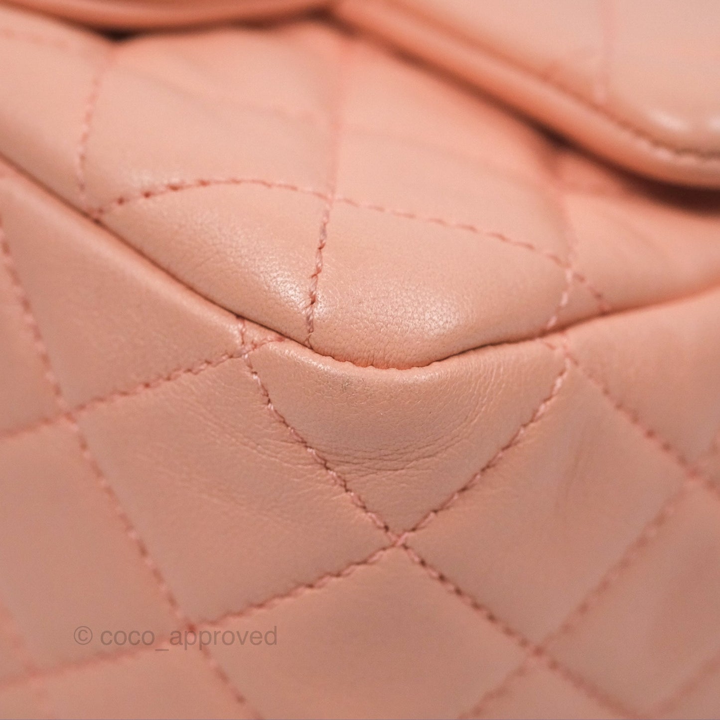 Chanel Pearl Crush Mini Square Quilted Peach Beige Lambskin Aged Gold Hardware
