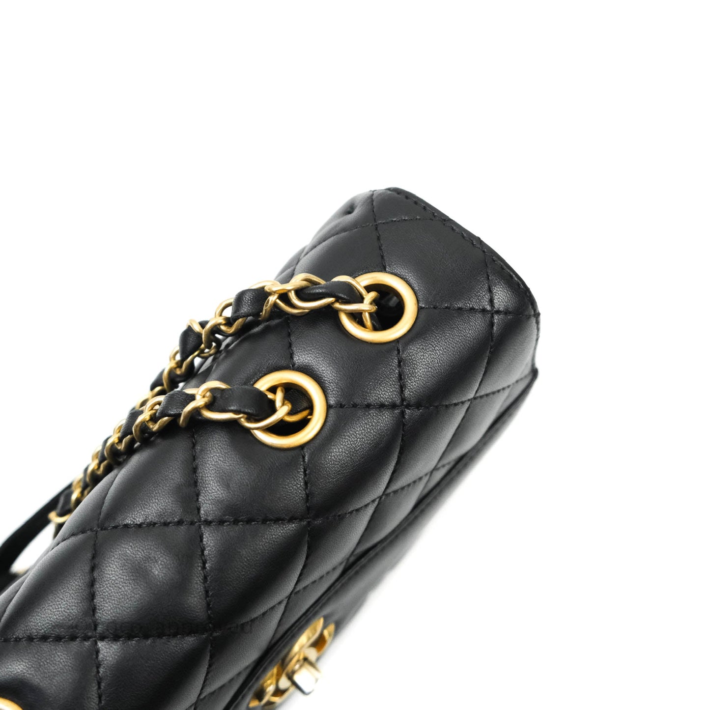 Chanel Coco Vintage Flap Bag Black Lambskin Aged Gold Hardware