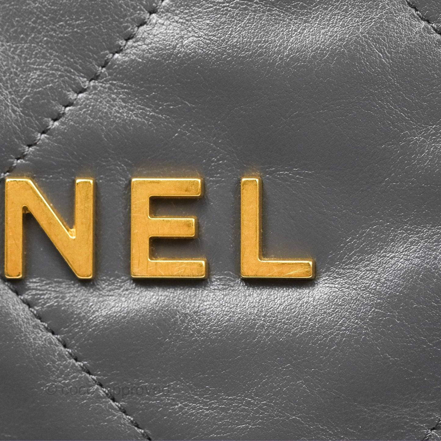 Chanel 22 Small Quilted Backpack Dark Grey Shiny Calfskin