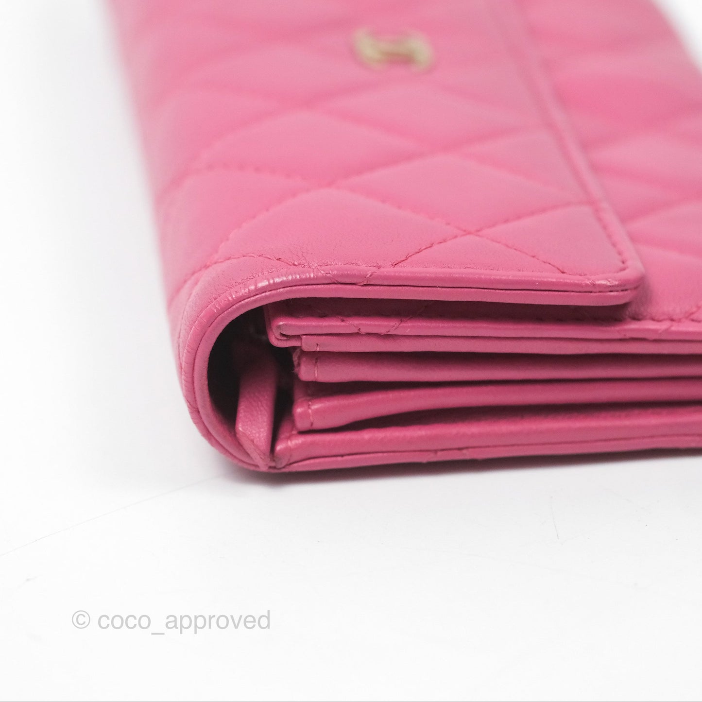 Chanel Classic Quilted Long Wallet Pink Lambskin Gold Hardware