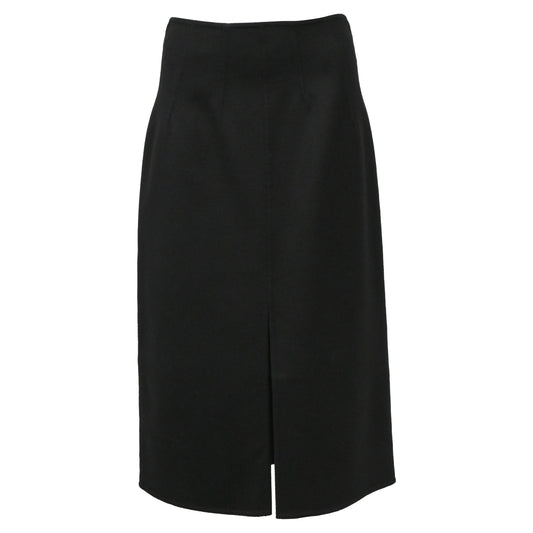 Luxury Bottega Veneta Slit Skirt in Black Wool