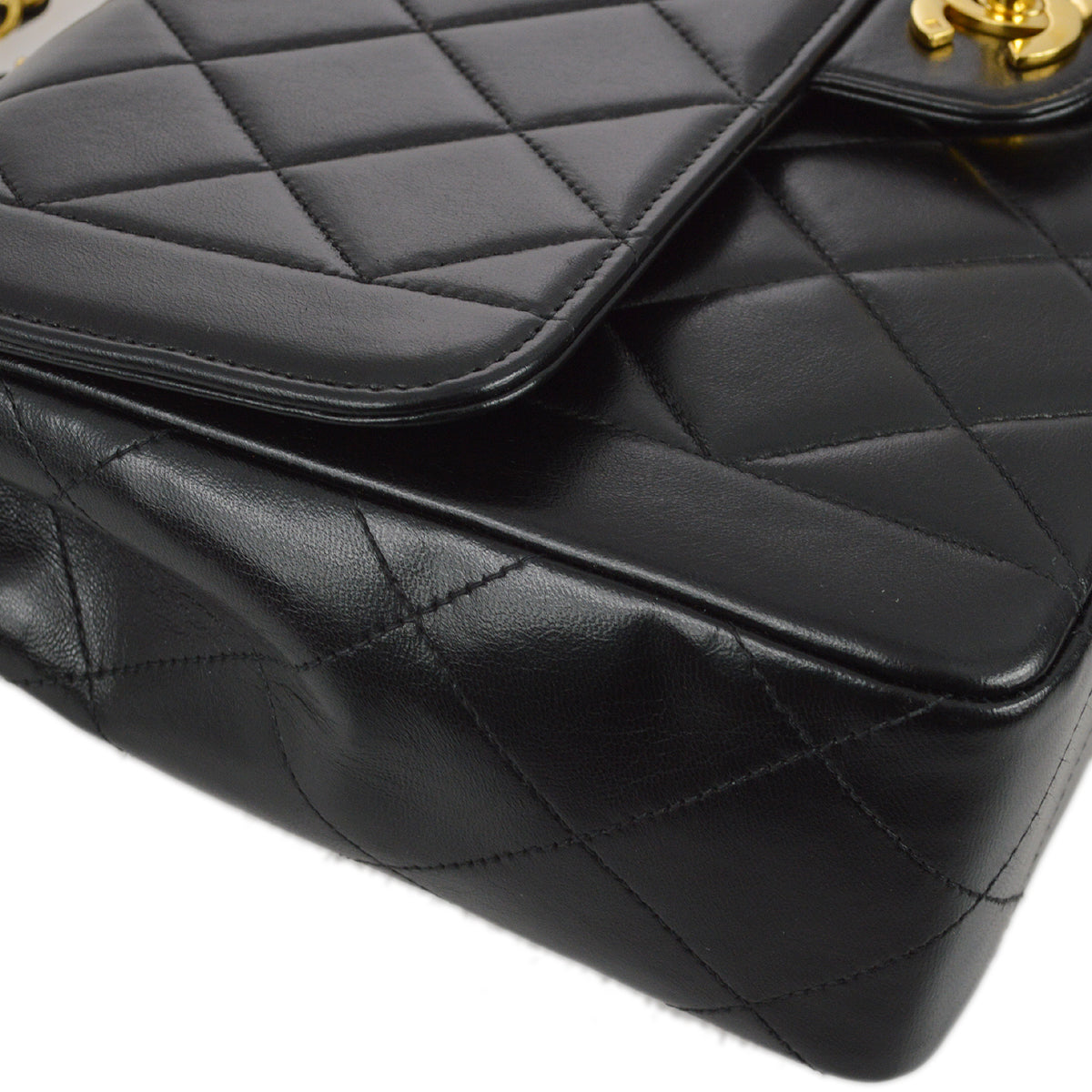 Chanel 1994-1996 Black Lambskin Medium Border Flap Bag