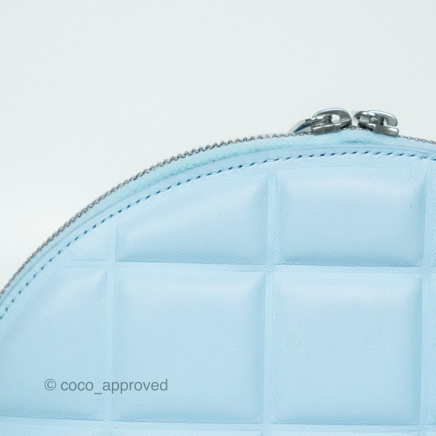 Bottega Veneta Mini Half Moon Bag Topazio Blue Nappa Lambskin Silver Hardware