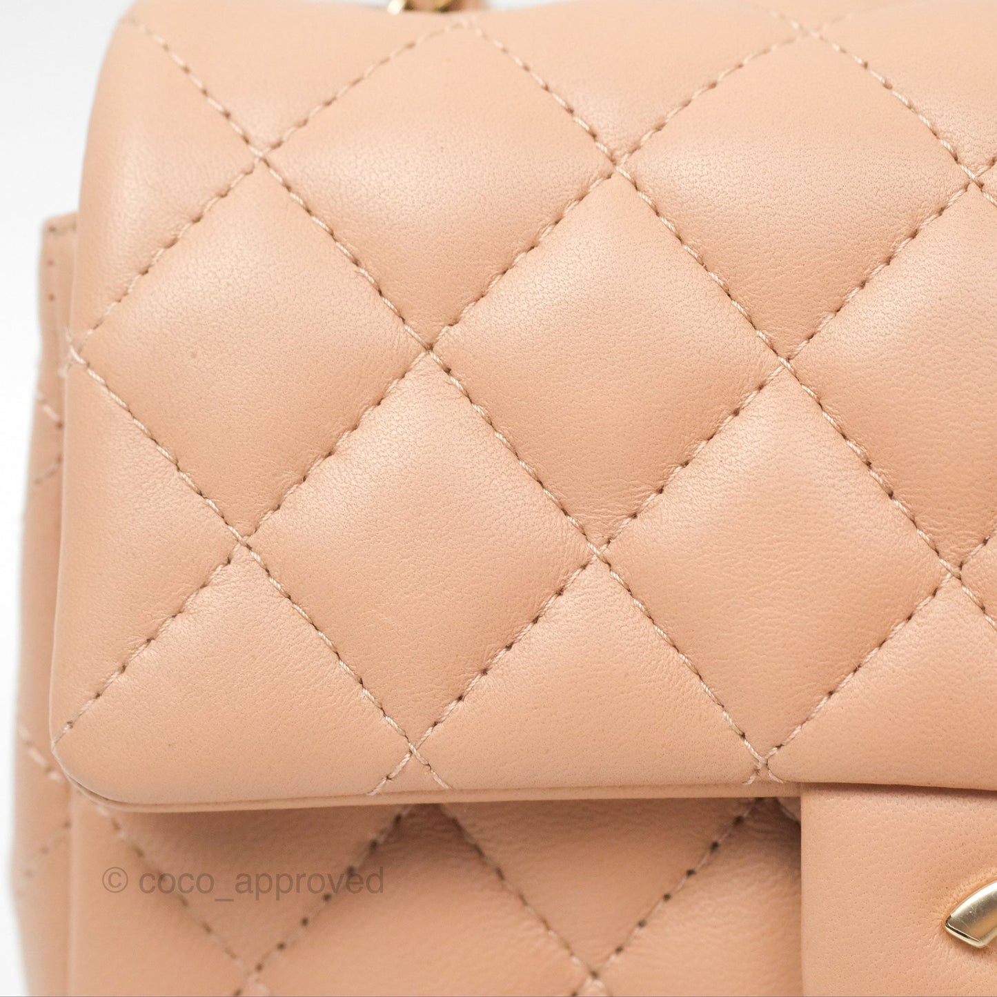 Chanel Mini Rectangular Quilted Beige Lambskin Gold Hardware