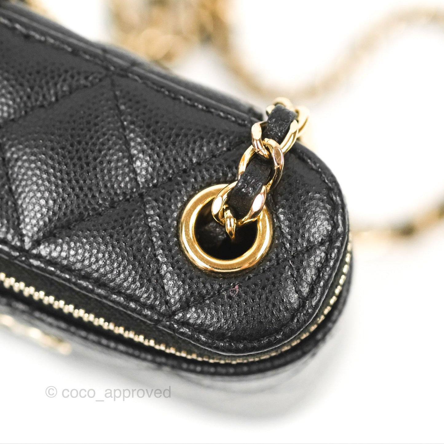 Chanel Classic Mini Vanity With Chain Black Caviar Gold Hardware