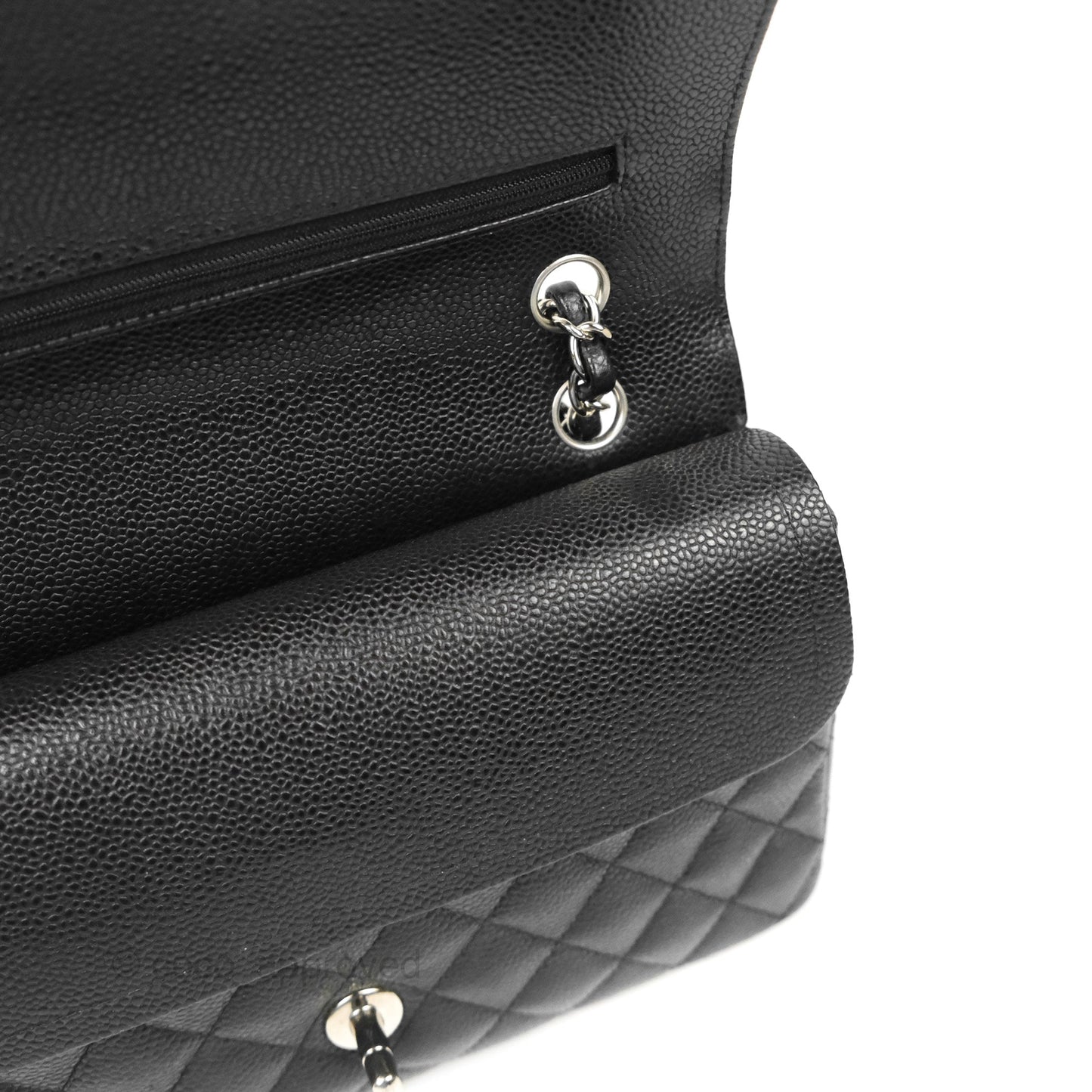 Chanel Classic M/L Medium Flap Quilted Black Caviar Silver Hardware