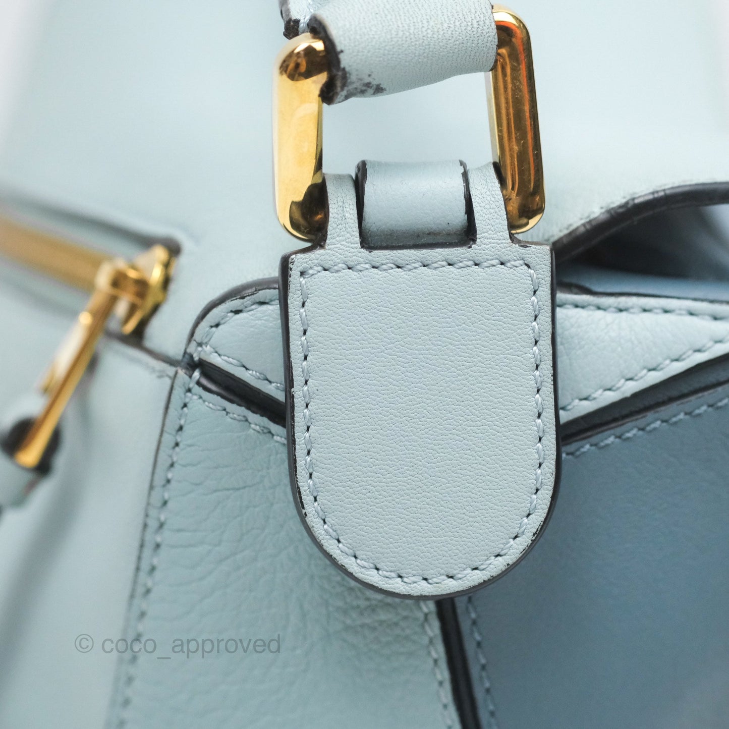 Loewe Small Puzzle Bag Blue Grained Calfskin Gold Hardware