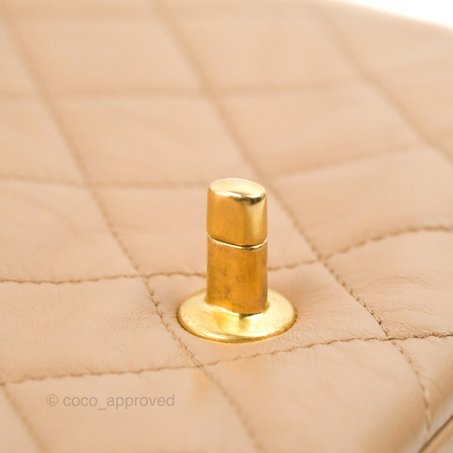 Chanel Flap Bag with Adjustable Strap Beige Lambskin Aged Gold Hardware 22K