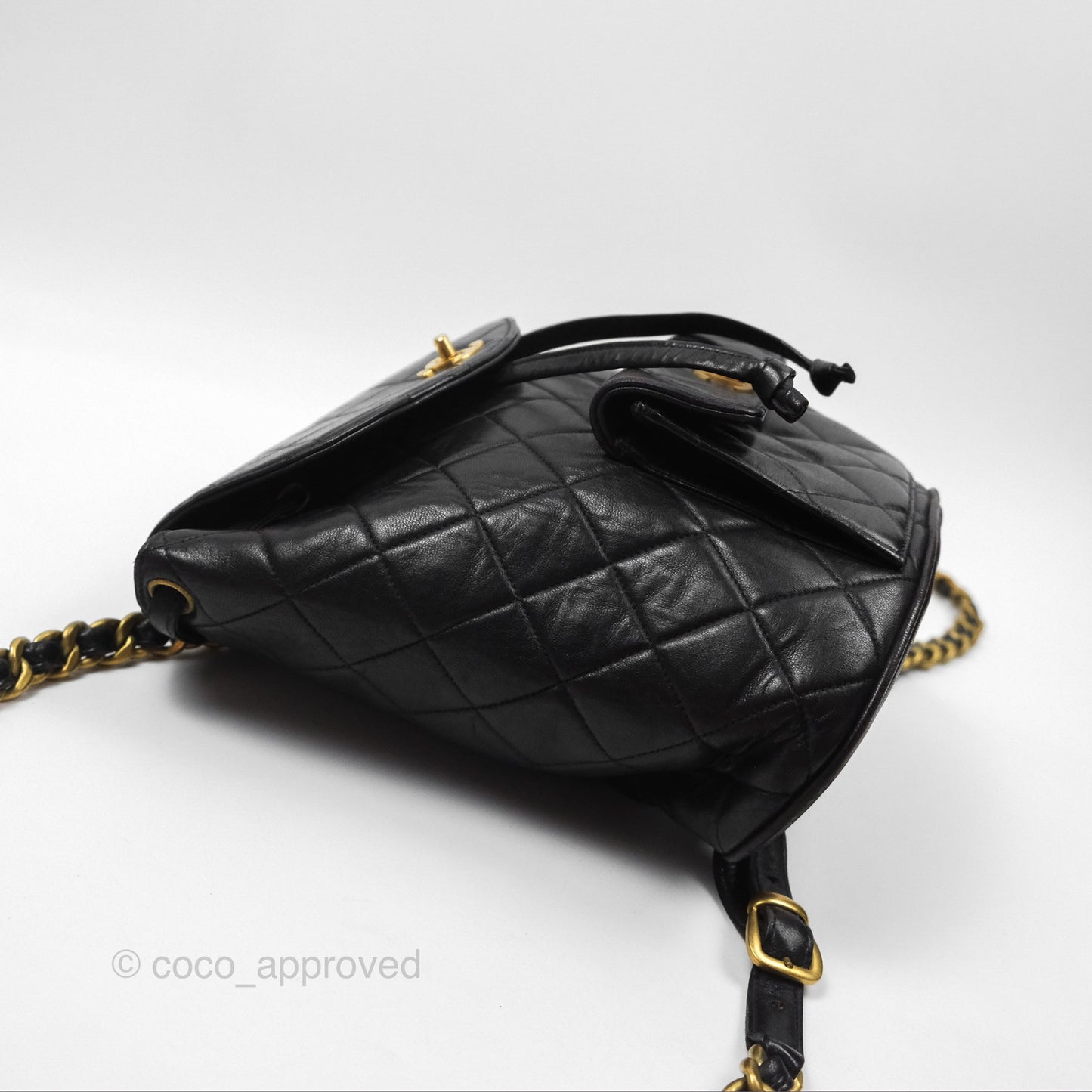 Chanel Vintage CC Duma Backpack Black Lambskin 24K Gold Hardware