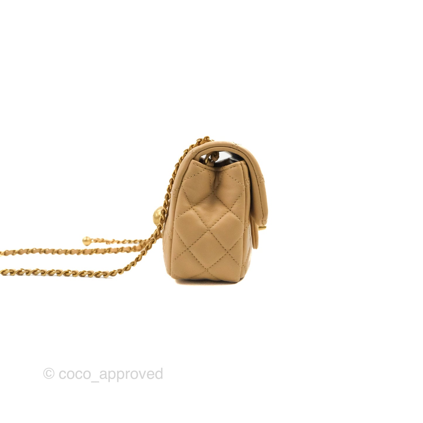 Chanel Mini Rectangular Pearl Crush Beige Lambskin Aged Gold Hardware