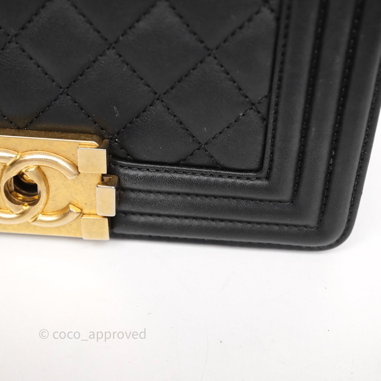 Chanel Small Boy Black Lambskin Aged Gold Hardware