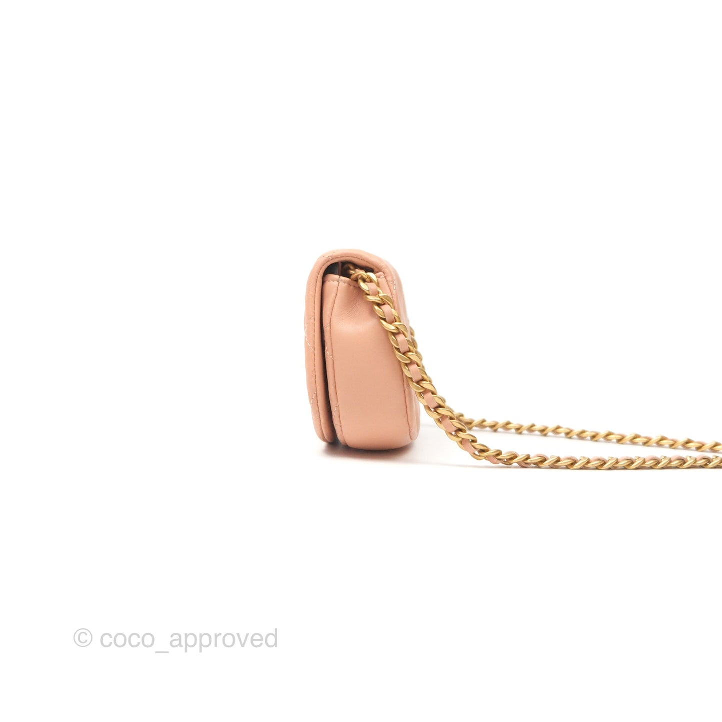 Chanel Mini Clutch with Chain Beige Calfskin Aged Gold Hardware