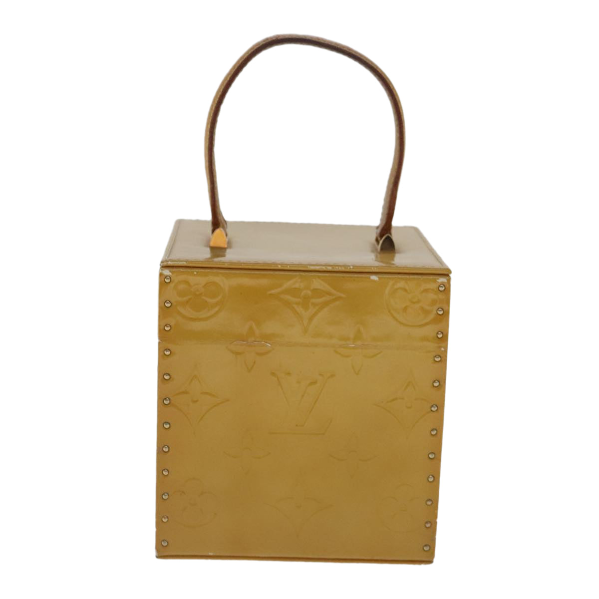 LOUIS VUITTON Monogram Vernis Bleecker Cosmetic Pouch Beige M91002 LV 97098