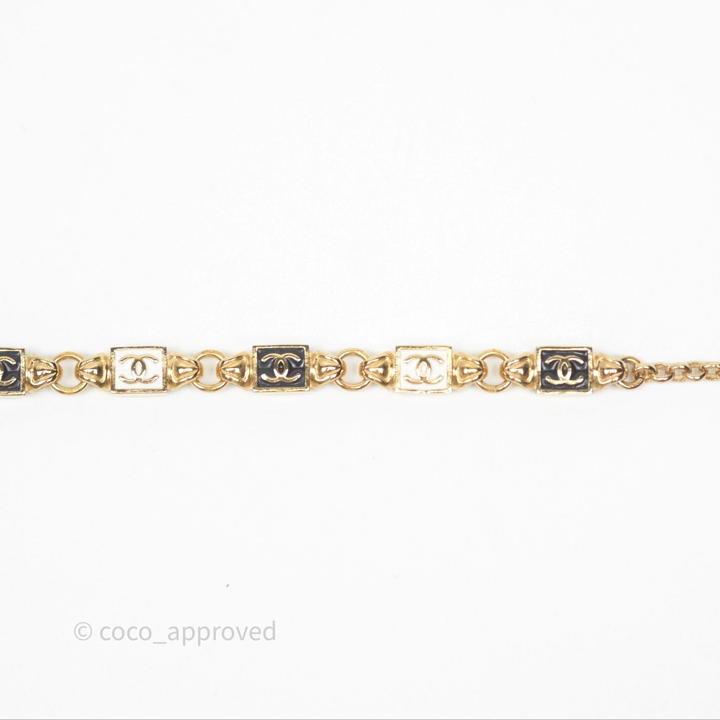 Chanel Square Black/ White CC Choker Gold Tone 24P