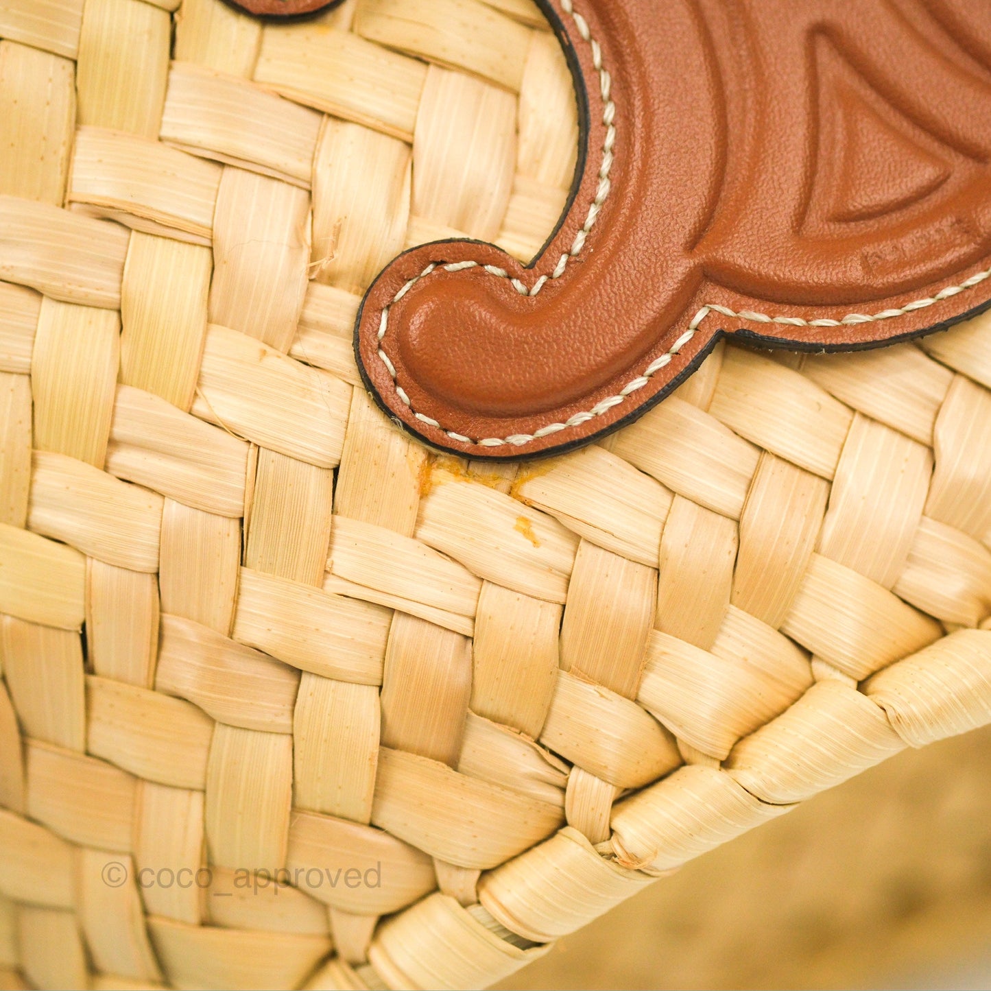 Celine Nano Triomphe Panier Palm Leaves Calfskin Tan