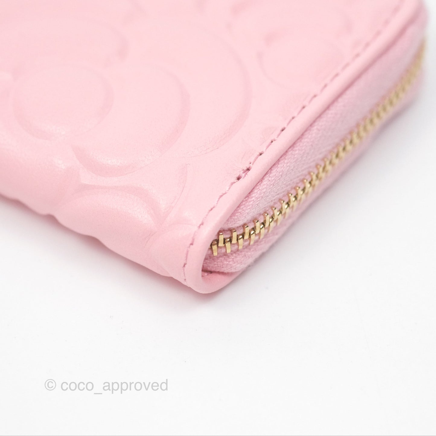 Chanel Key Holder Case Pink Camellia Embossed Lambskin Gold Hardware
